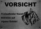 Preview: Edelstahl Warnschild Schnauzer VORSICHT Freilaufender Hund! Betreten auf eigene Gefahr!